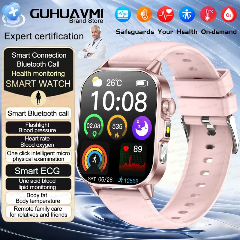 2026 New Health Smart Watch Precise Measurement ECG+PPG Blood Pressure Uric Acid Body Fat Analysis call SmartWatch For Men Women