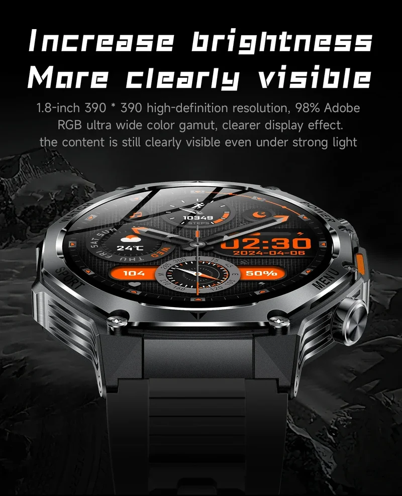 2026 800mAh Super Capacity Battery Adult Men Smart Watch 1.8-inch Large Screen Bluetooth Call IP68 Waterproof SmartWatch Sports