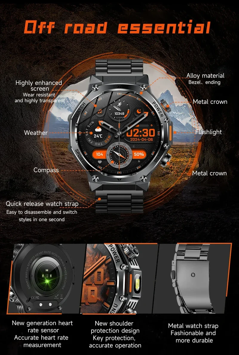 2026 800mAh Super Capacity Battery Adult Men Smart Watch 1.8-inch Large Screen Bluetooth Call IP68 Waterproof SmartWatch Sports