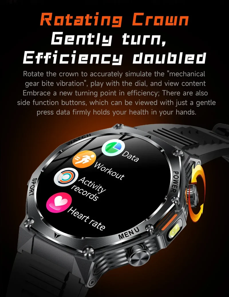 2026 800mAh Super Capacity Battery Adult Men Smart Watch 1.8-inch Large Screen Bluetooth Call IP68 Waterproof SmartWatch Sports