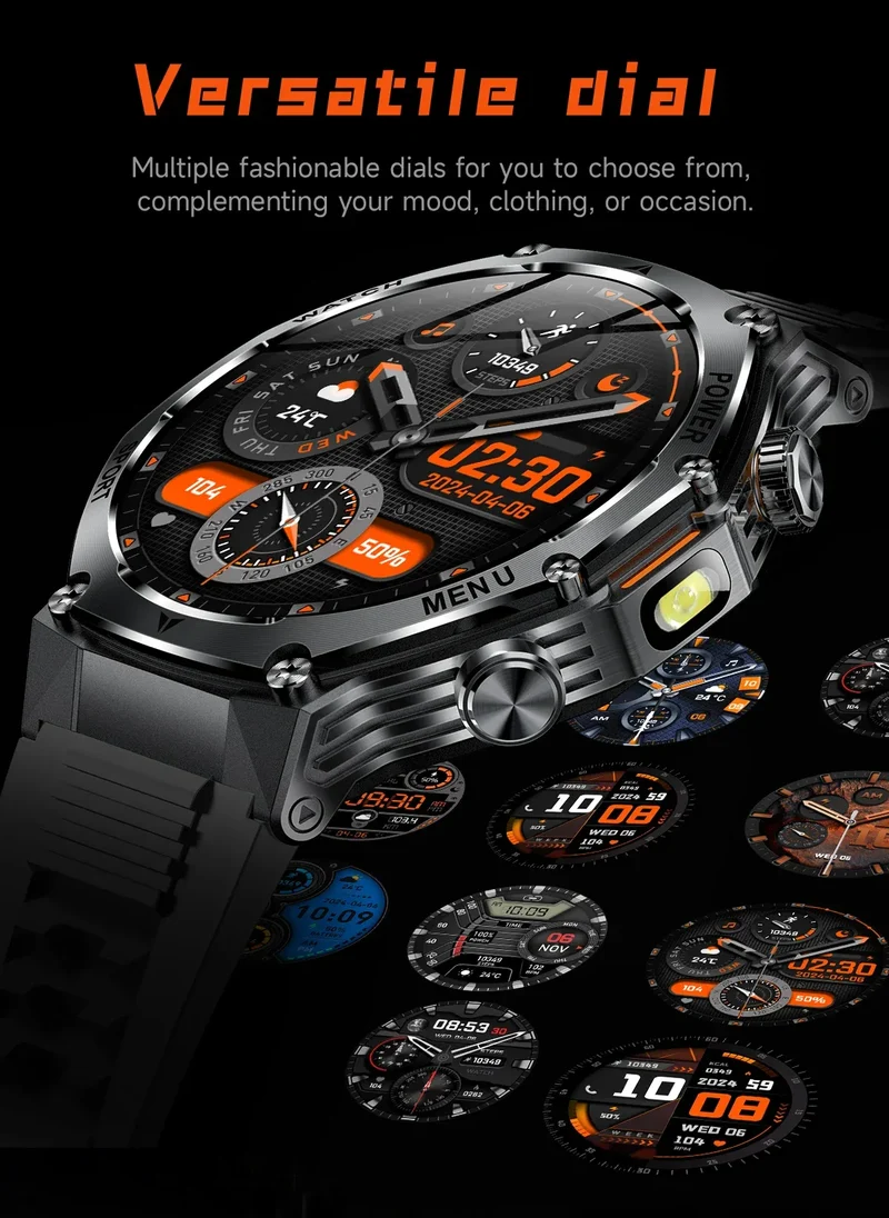 2026 800mAh Super Capacity Battery Adult Men Smart Watch 1.8-inch Large Screen Bluetooth Call IP68 Waterproof SmartWatch Sports