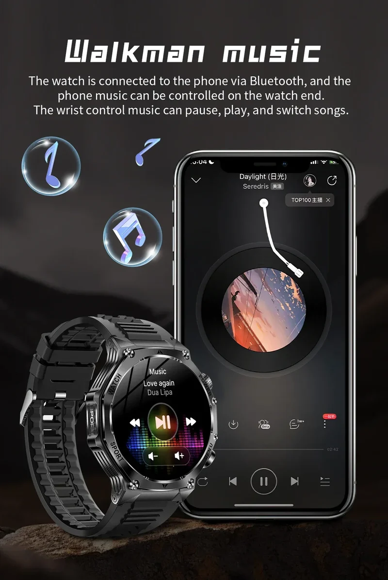2026 800mAh Super Capacity Battery Adult Men Smart Watch 1.8-inch Large Screen Bluetooth Call IP68 Waterproof SmartWatch Sports