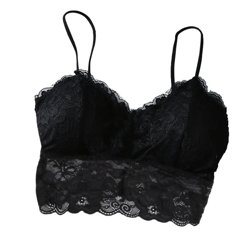 Summer Women Lace Sexy Top Sun Sleeveless Tops padded Bralette Bra Bustier Zipper Back Club Crop Tank lingerie женское белье