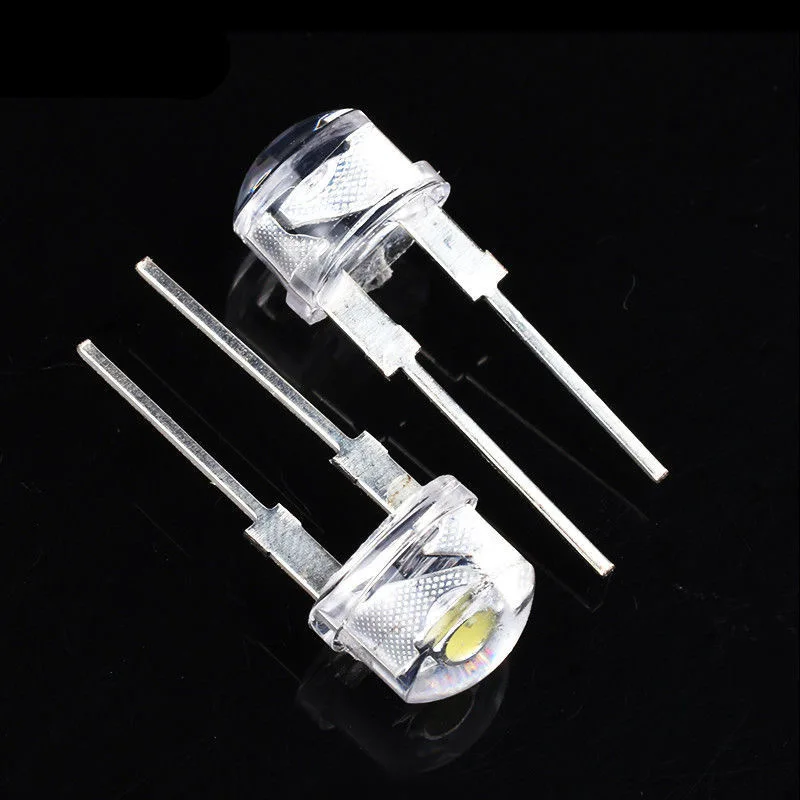 20PCS 100PCS LED 8mm Straw Hat Lamp Bead are White Cold Light 0.5W 0.75W Big chips F8MM Hight Power Hat Light-emitting Diode