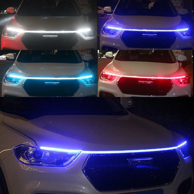 LED Daytime Running Light Starting Car Hood Door Decorative Lights DRL Auto Engine Hood Guide Decorative Ambient Lamp 12V