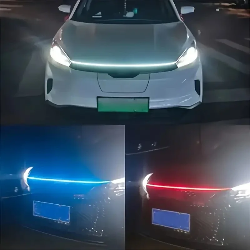 LED Daytime Running Light Starting Car Hood Door Decorative Lights DRL Auto Engine Hood Guide Decorative Ambient Lamp 12V