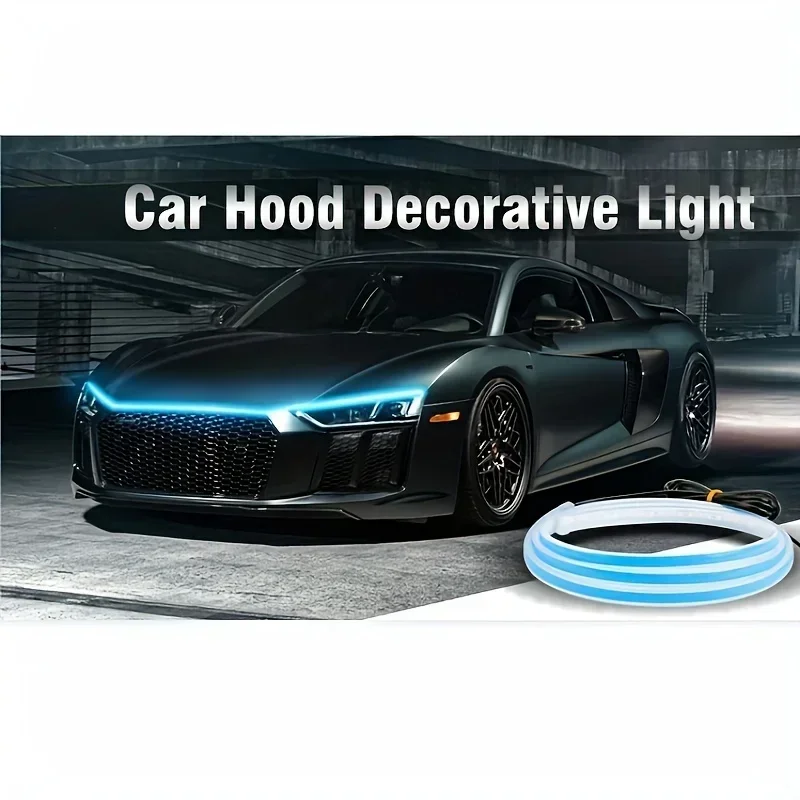 LED Daytime Running Light Starting Car Hood Door Decorative Lights DRL Auto Engine Hood Guide Decorative Ambient Lamp 12V