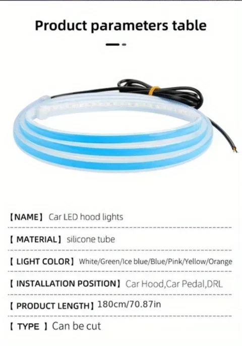 LED Daytime Running Light Starting Car Hood Door Decorative Lights DRL Auto Engine Hood Guide Decorative Ambient Lamp 12V
