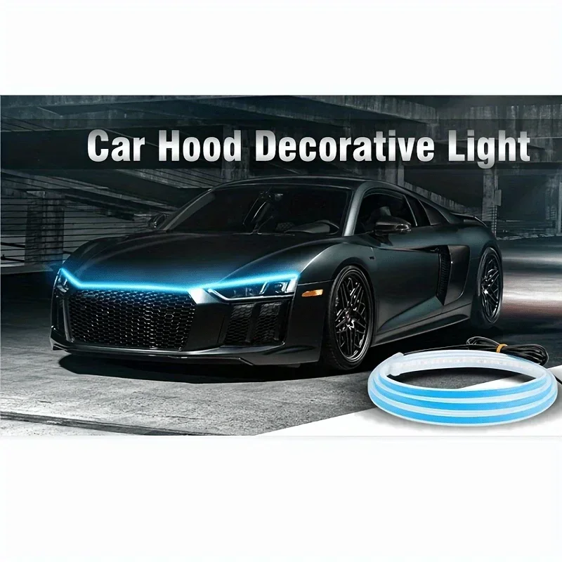 LED Daytime Running Light Starting Car Hood Door Decorative Lights DRL Auto Engine Hood Guide Decorative Ambient Lamp 12V