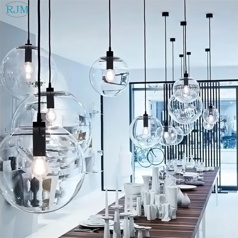 Nordic Modern Pendant Lights Creative Bubble Glass Ball Hanging Lamp for Living Room Bedroom Kitchen Lustre Suspension luminaire