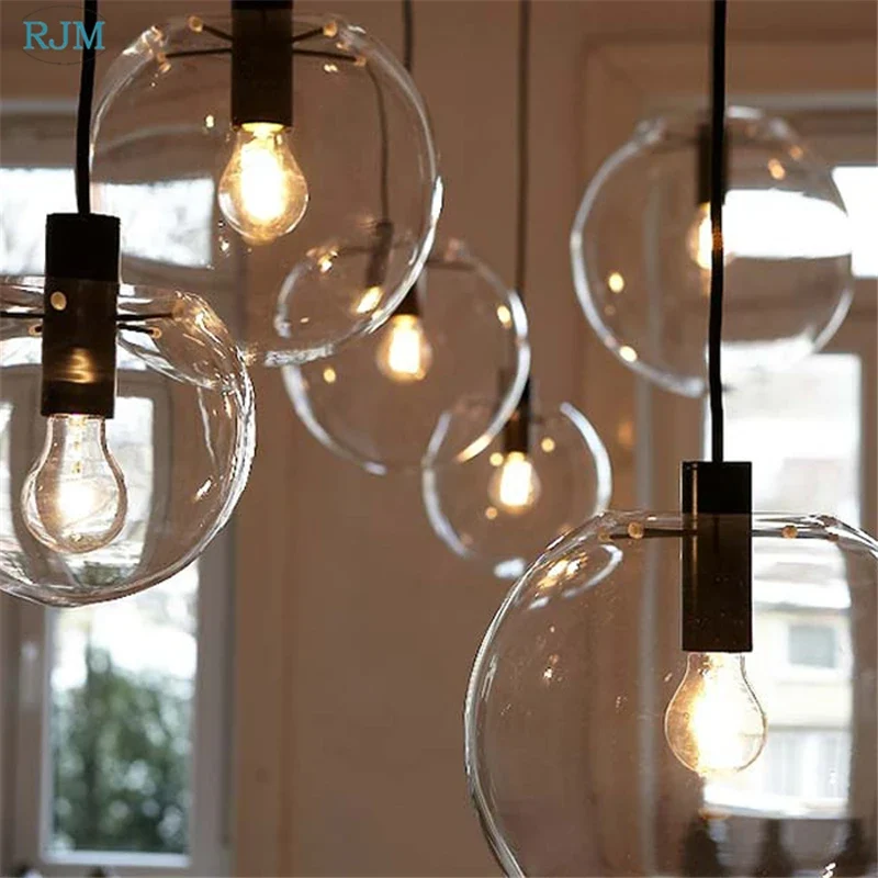 Nordic Modern Pendant Lights Creative Bubble Glass Ball Hanging Lamp for Living Room Bedroom Kitchen Lustre Suspension luminaire