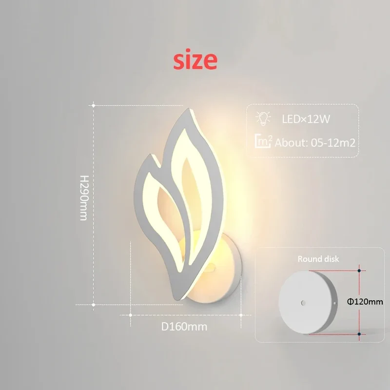Modern LED Wall Lamp Bedroom Bedside Leaf Wall Lamp Sconces Living Room Home Indoor Lighting Fixture Minimalist Led Night Light