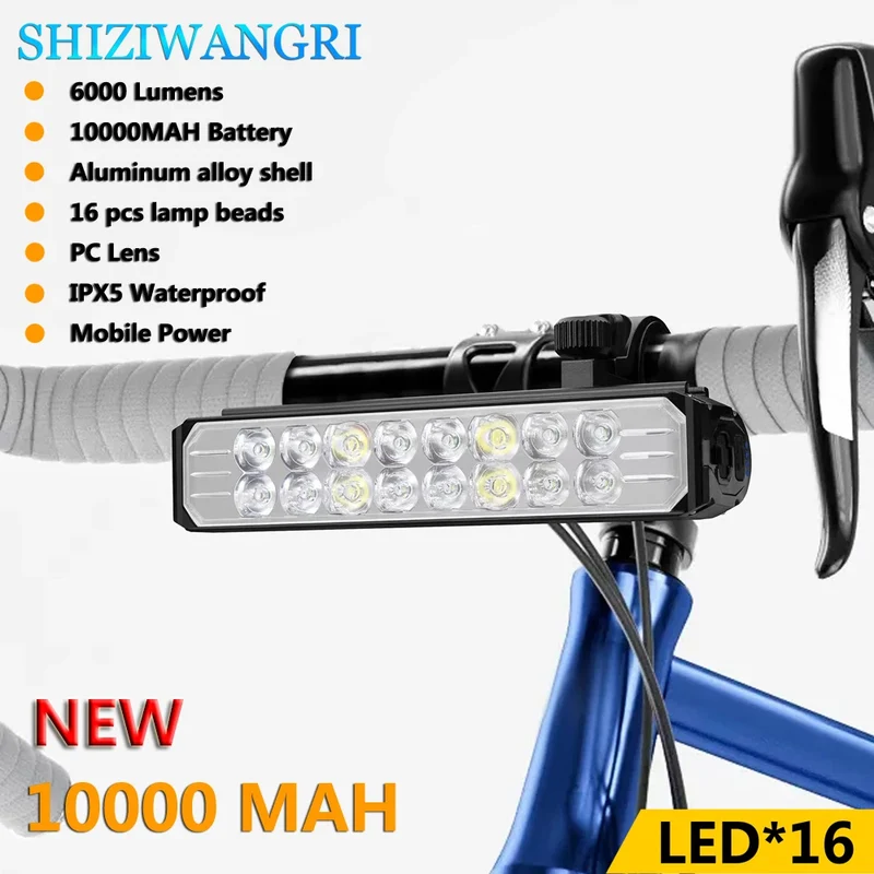 Bicycle Light Front 5200LM LED Light for Bicycle 8000mAh Mountain Cycle Headlight Lamp MTB Bike Light USB Flashlight Super Brigh