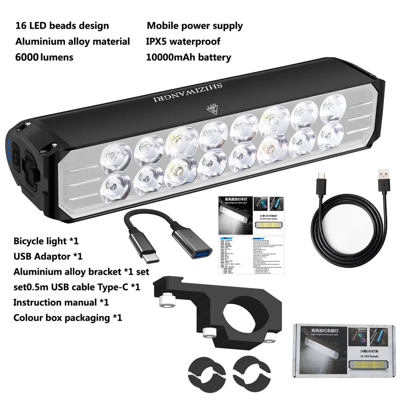 Bicycle Light Front 5200LM LED Light for Bicycle 8000mAh Mountain Cycle Headlight Lamp MTB Bike Light USB Flashlight Super Brigh
