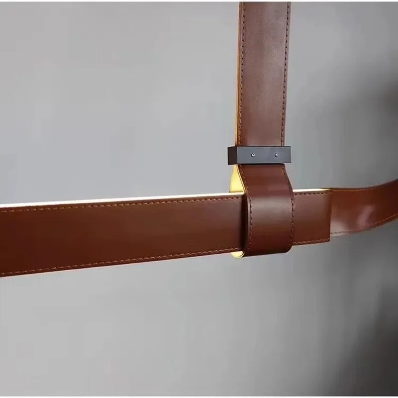 Minimalist LED Leather Pendant Chandelier Dining Table Hanging Lamp Office Pendant Lamp For Hotel Chandeliers Belt Home Decor
