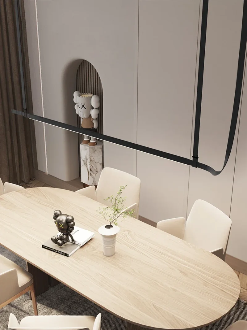 Minimalist LED Leather Pendant Chandelier Dining Table Hanging Lamp Office Pendant Lamp For Hotel Chandeliers Belt Home Decor