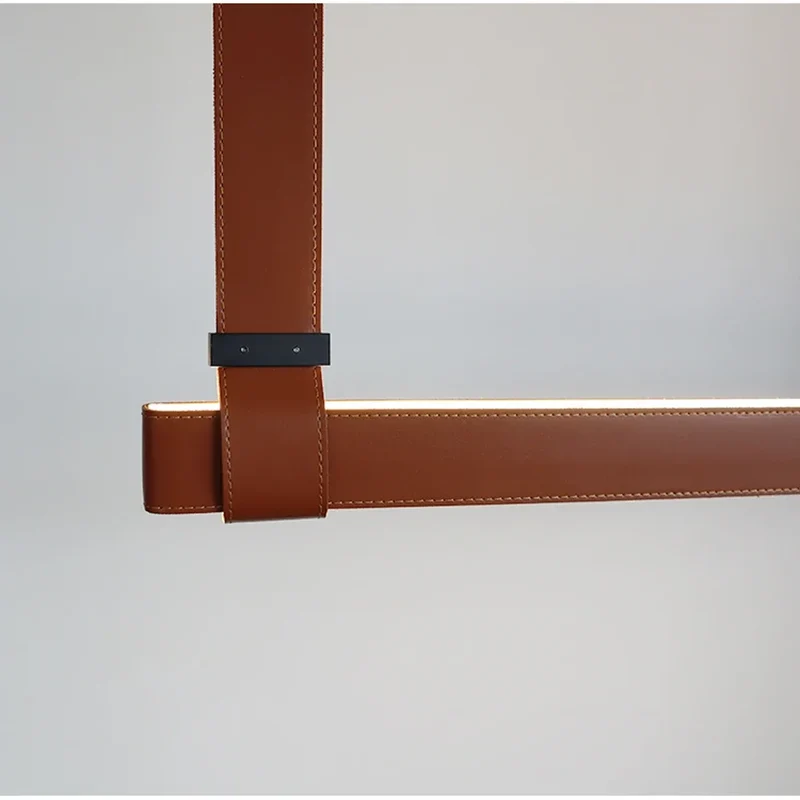 Minimalist LED Leather Pendant Chandelier Dining Table Hanging Lamp Office Pendant Lamp For Hotel Chandeliers Belt Home Decor