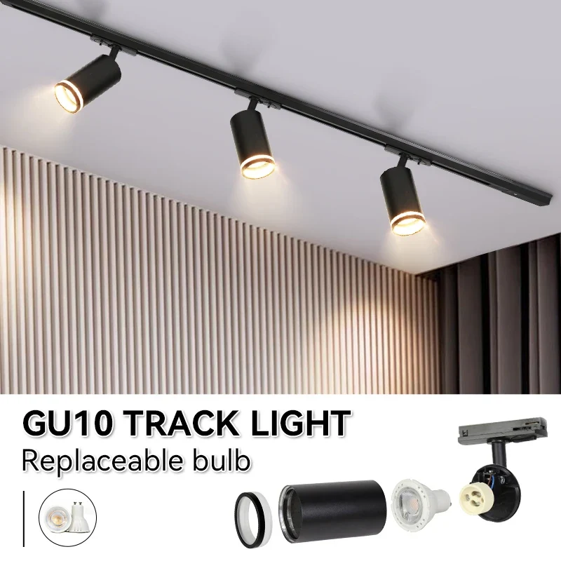 Led Track Light GU10 Spotlight 110V 220V Track Pendant Indoor for Home Decor Kitchen Bedroom Ceiling Lamp Fixture Track Lighting