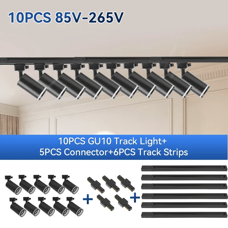 Led Track Light GU10 Spotlight 110V 220V Track Pendant Indoor for Home Decor Kitchen Bedroom Ceiling Lamp Fixture Track Lighting