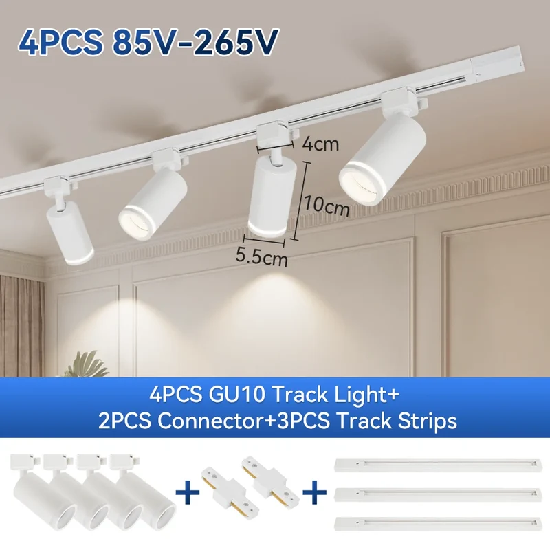 Led Track Light GU10 Spotlight 110V 220V Track Pendant Indoor for Home Decor Kitchen Bedroom Ceiling Lamp Fixture Track Lighting