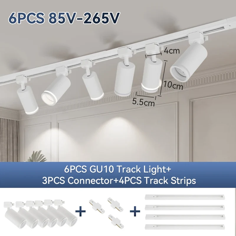 Led Track Light GU10 Spotlight 110V 220V Track Pendant Indoor for Home Decor Kitchen Bedroom Ceiling Lamp Fixture Track Lighting