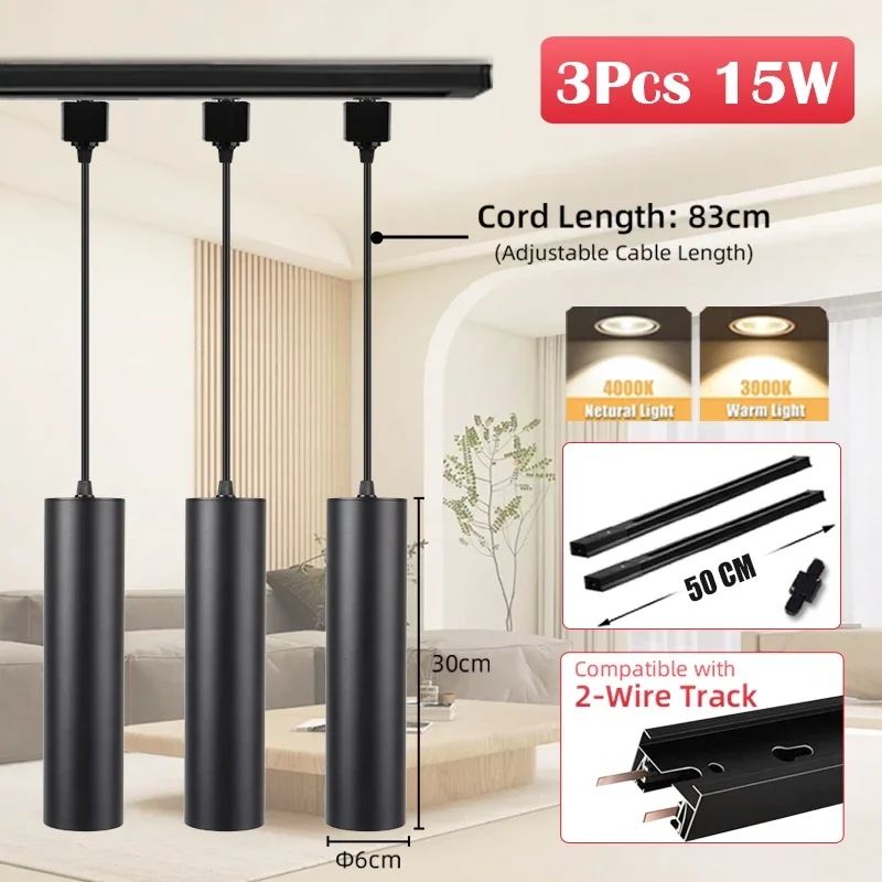 Led Track Light GU10 Spotlight 110V 220V Track Pendant Indoor for Home Decor Kitchen Bedroom Ceiling Lamp Fixture Track Lighting
