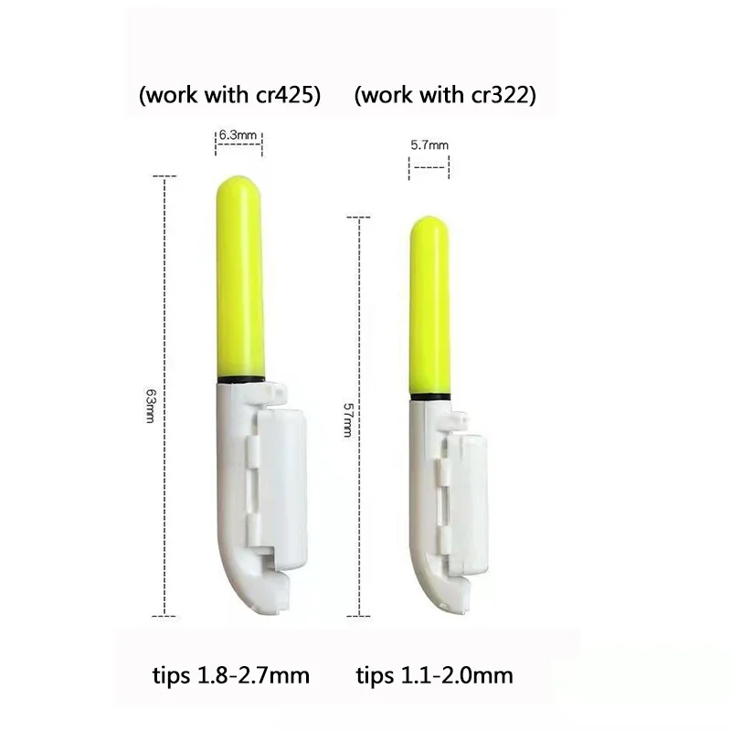 10 pcs/lot Electronic Light Stick With 10 Rechargeable Battery CR322 / CR425 Clip on Fishing Rod Glowing Lamp Night Fishing D001