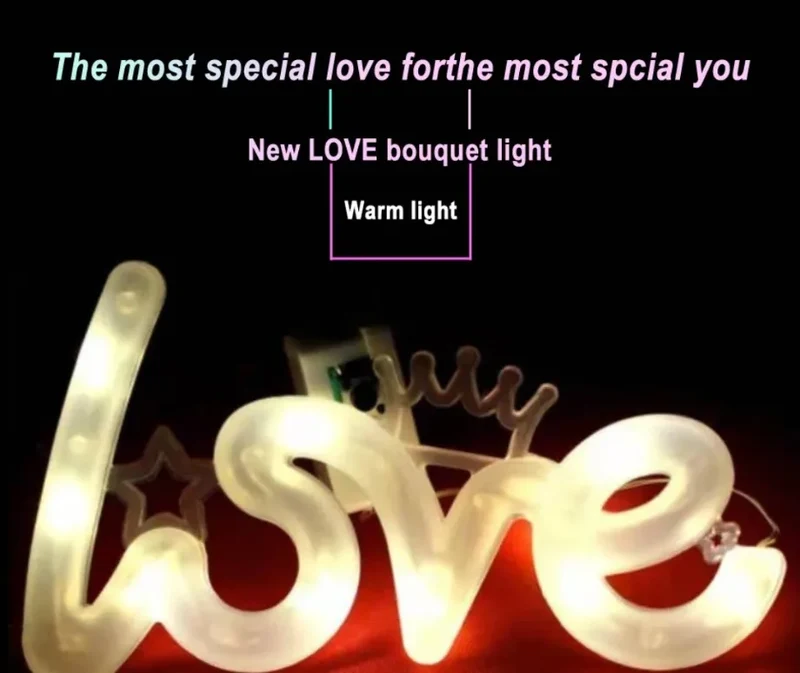 LED Love Luminous Lamp Romantic Confession Night Lights Happy Birthday Wedding Valentine Decoration Lamp Festive Party Supplies
