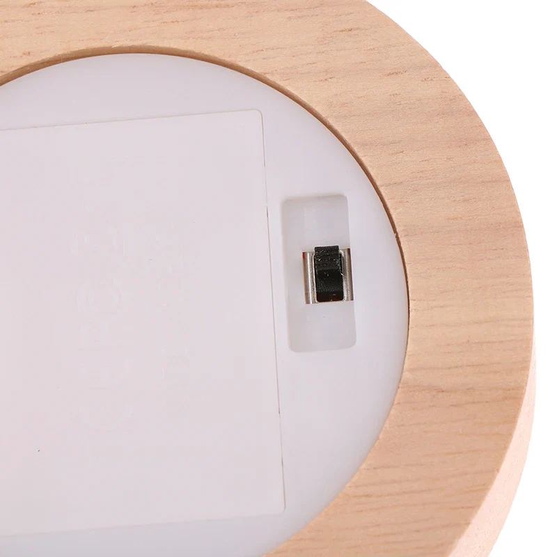 1PC Battery Operated 8/10cm Round Wooden LED Light Dispaly Base Stand Holder Table Night Lamp Base Crystal Glass Art Ornaments