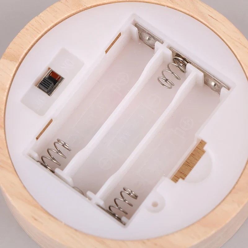 1PC Battery Operated 8/10cm Round Wooden LED Light Dispaly Base Stand Holder Table Night Lamp Base Crystal Glass Art Ornaments