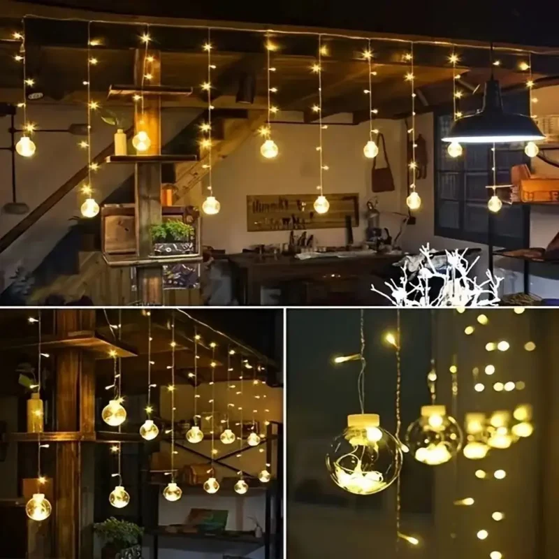 1 PC Wishing Ball Curtain String Light Battery Box Garden Lamp Starry Sky LED Camping Lights New Year Christmas Room Decoration