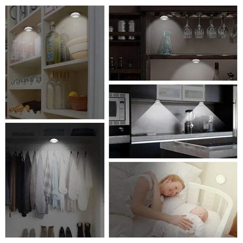 3W Super Bright Cob Under Cabinet Light LED Wireless Remote Control Dimmable Wardrobe Night Lamp Home Bedroom Closet Kitchen