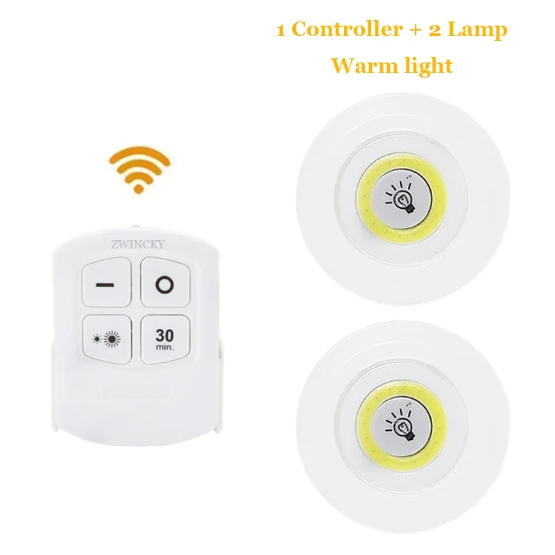 3W Super Bright Cob Under Cabinet Light LED Wireless Remote Control Dimmable Wardrobe Night Lamp Home Bedroom Closet Kitchen