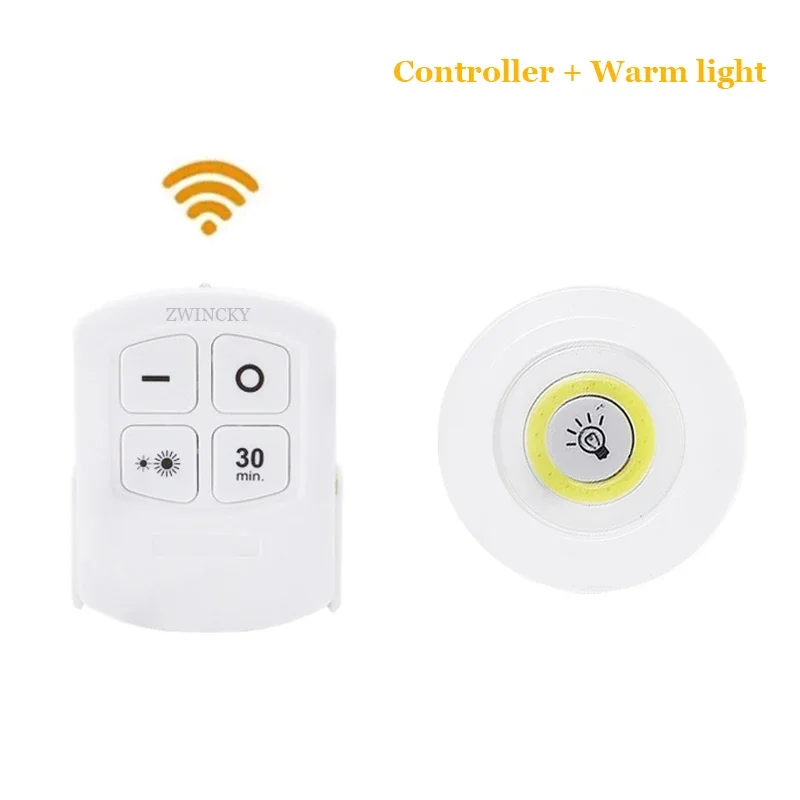 3W Super Bright Cob Under Cabinet Light LED Wireless Remote Control Dimmable Wardrobe Night Lamp Home Bedroom Closet Kitchen