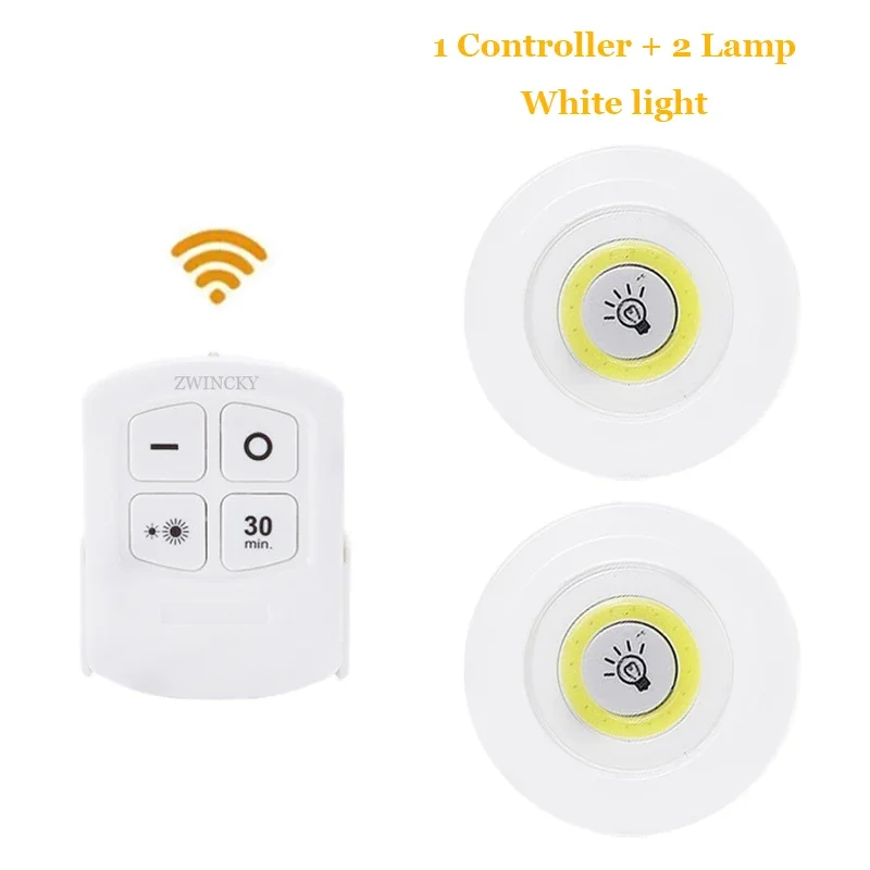 3W Super Bright Cob Under Cabinet Light LED Wireless Remote Control Dimmable Wardrobe Night Lamp Home Bedroom Closet Kitchen