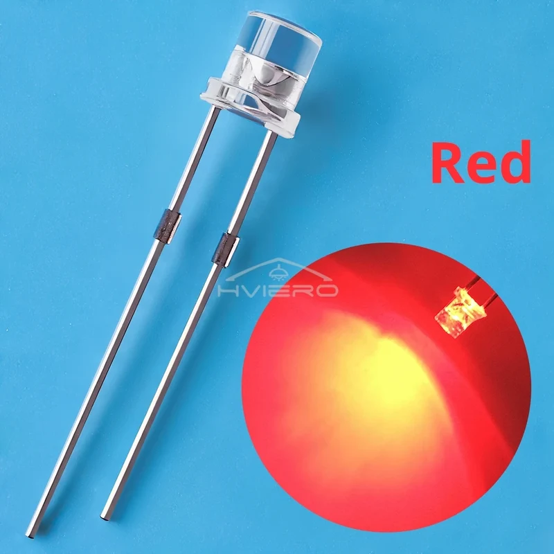 100pcs F3 3mm Flat Led Ultra Bright Diodes Wide Angle Light Emitting Bulbs Signage Decoration Advertising Lamp Ambient Building
