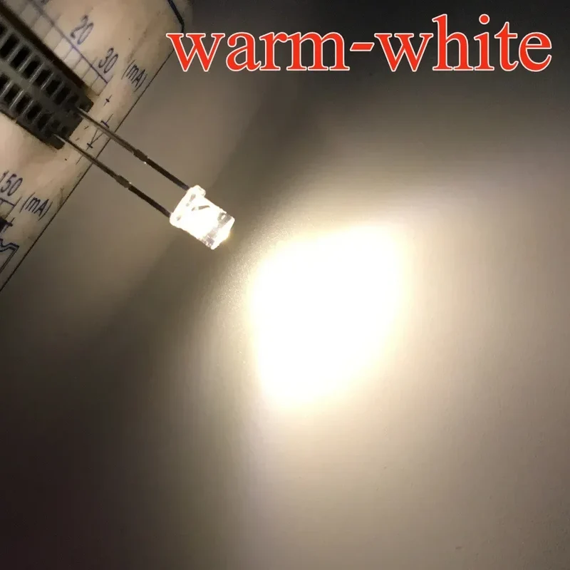 100pcs F3 3mm Flat Led Ultra Bright Diodes Wide Angle Light Emitting Bulbs Signage Decoration Advertising Lamp Ambient Building
