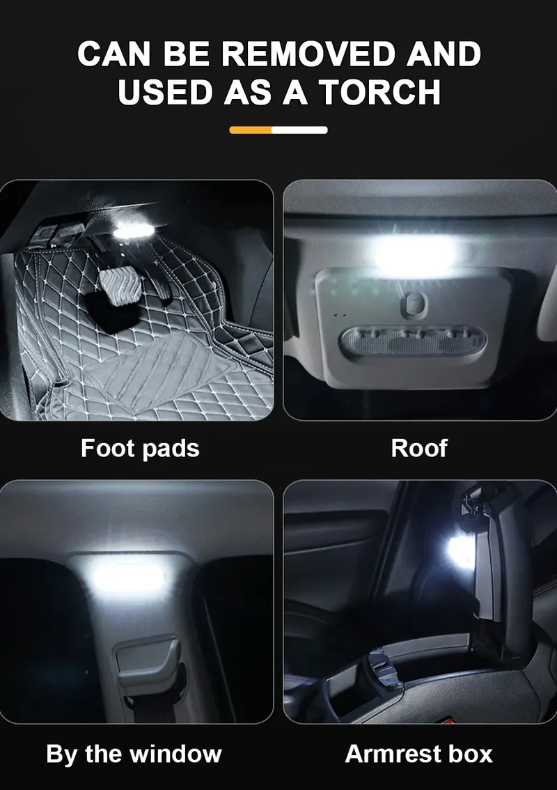 BLALION Car LED Touch Light Wall Reading Lamp Magnet Base Car Ceiling Light Ambient Mood Interior Lighting USB Rechargeable Lamp