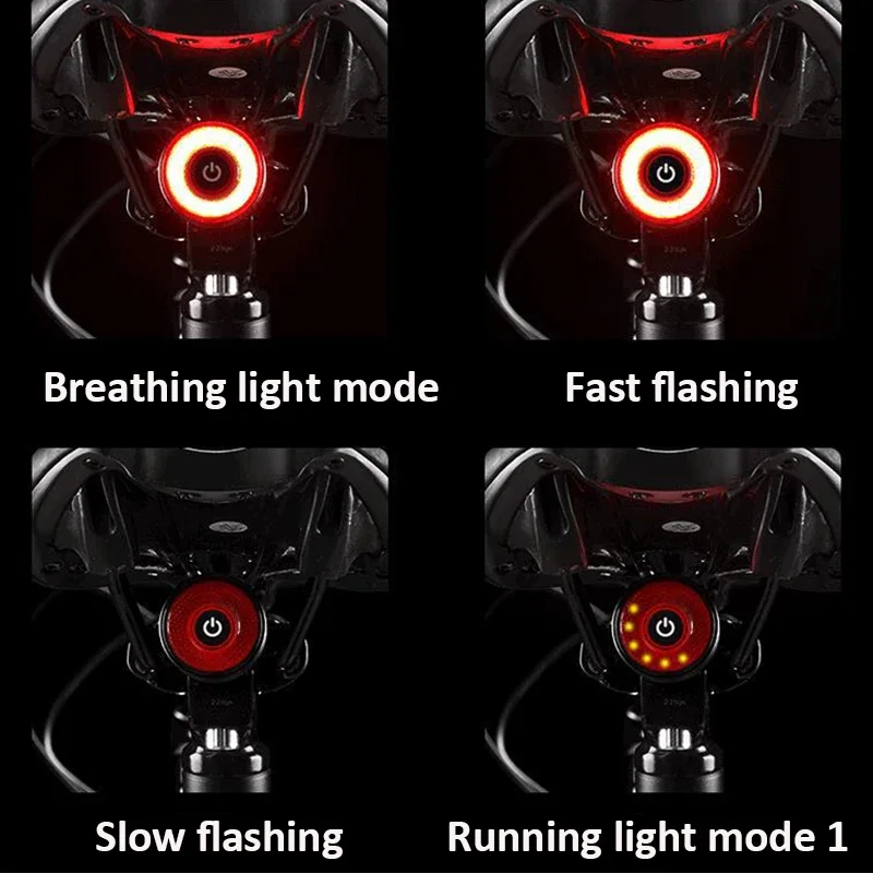 BUCKLOS Bike Rear Light Aluminum Alloy Basic/Sensing Bicycle Taillight Type-C Rechargeable MTB Road Cycling Lamp IPX5 Waterproof