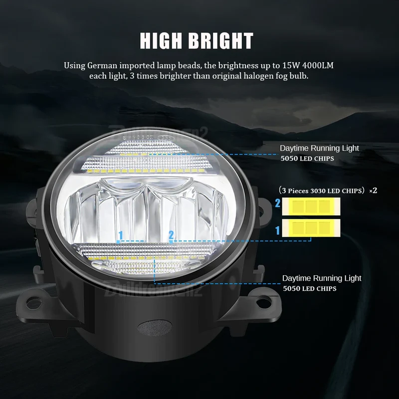 2IN1 Car Canbus LED Fog Light Accessories with Daytime Running Lamp DRL H11 For Citroen Jumper Jumpy 290 295 2015-2024