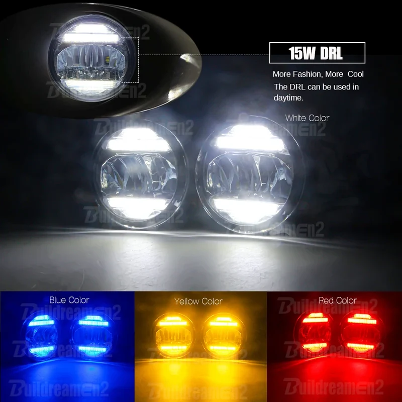 2IN1 Car Canbus LED Fog Light Accessories with Daytime Running Lamp DRL H11 For Citroen Jumper Jumpy 290 295 2015-2024
