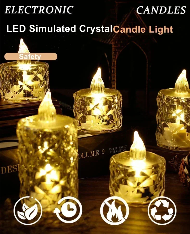LED Crystal Candle Light Flameless LED Light Electronic Candle Lamp For Dating Party Holiday Home Wedding Atmosphere Decoration