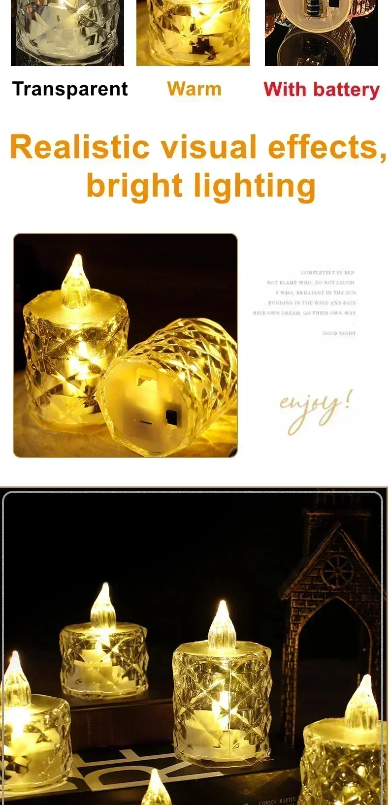 LED Crystal Candle Light Flameless LED Light Electronic Candle Lamp For Dating Party Holiday Home Wedding Atmosphere Decoration