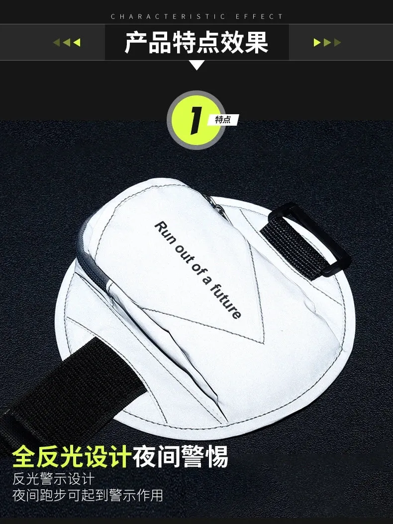 Outdoor Sports Running Fitness Mobile Phone Arm Bag Night Running Reflective Safety Wrist Bag Men and Women 6.5-Inch