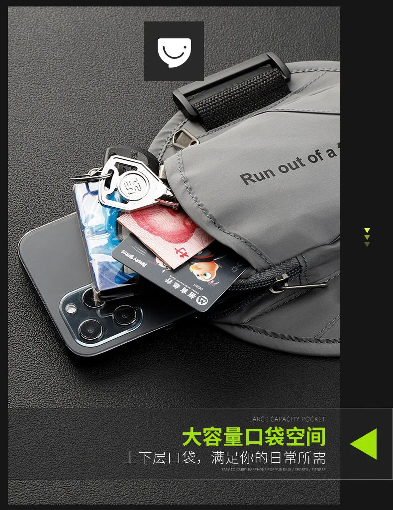 Outdoor Sports Running Fitness Mobile Phone Arm Bag Night Running Reflective Safety Wrist Bag Men and Women 6.5-Inch