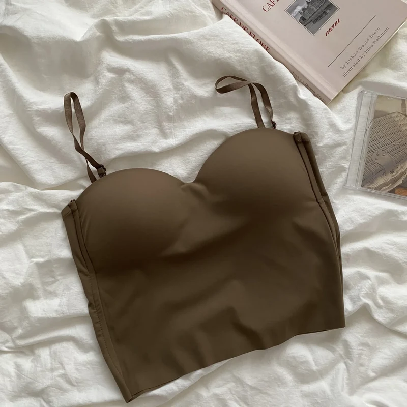 Seamless Camisole for Women Fitness Crop Tops Summer Thin Elegant Sexy All-match Casual One-piece Ice Silk Underwear Tanks Top