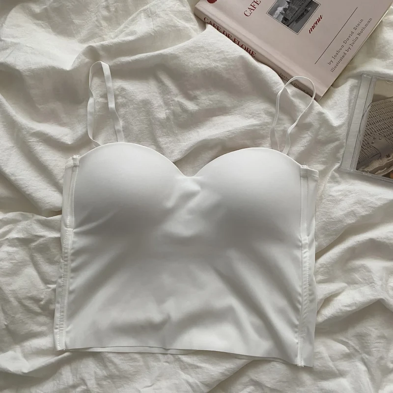 Seamless Camisole for Women Fitness Crop Tops Summer Thin Elegant Sexy All-match Casual One-piece Ice Silk Underwear Tanks Top