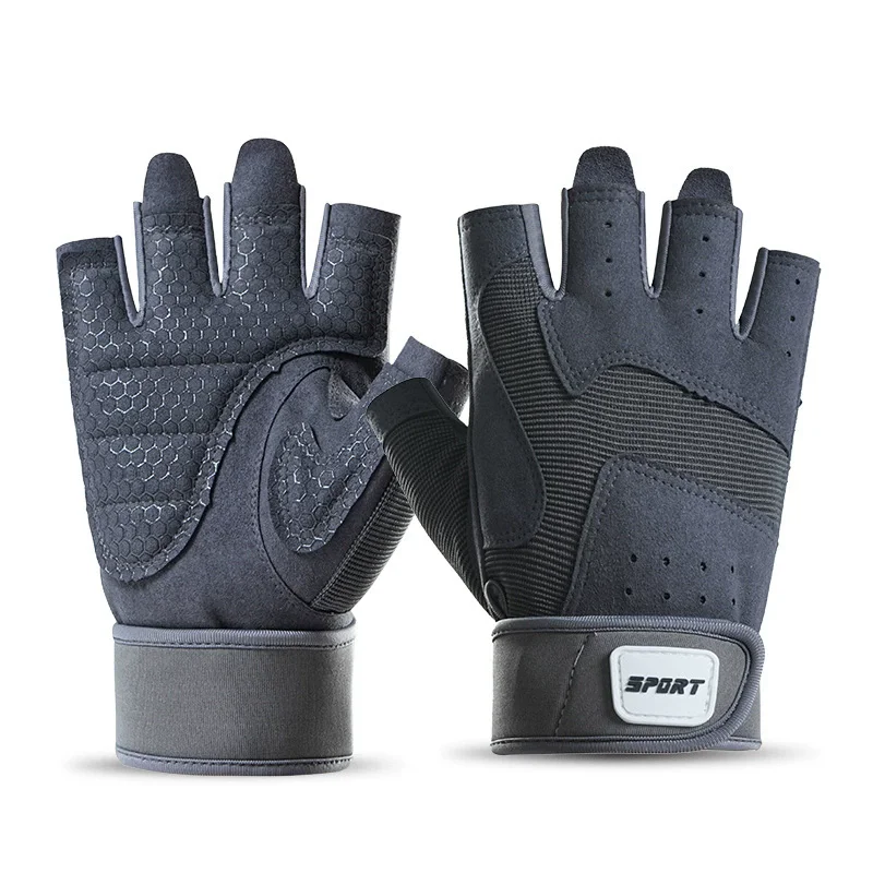 Half Finger Bodybuilding Gym Gloves Weightlifting Dumbbell Training Anti-Slip Fitness Gloves Crossfit Workout Exercise Men Women