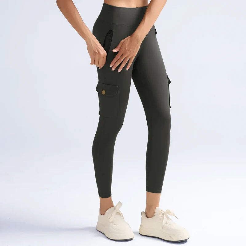 1/3 PCS Washed Print Work Pocket Women Leggings Elastic Butt Lifting Fitness Tights 2025 New Athletic Pants Fashion Streetwear