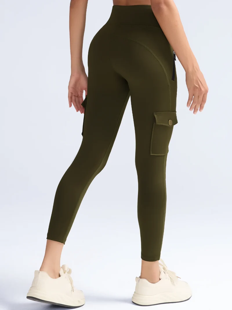 1/3 PCS Washed Print Work Pocket Women Leggings Elastic Butt Lifting Fitness Tights 2025 New Athletic Pants Fashion Streetwear